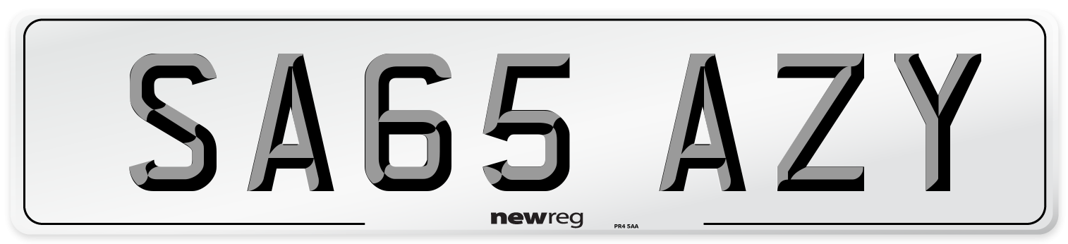 SA65 AZY Number Plate from New Reg